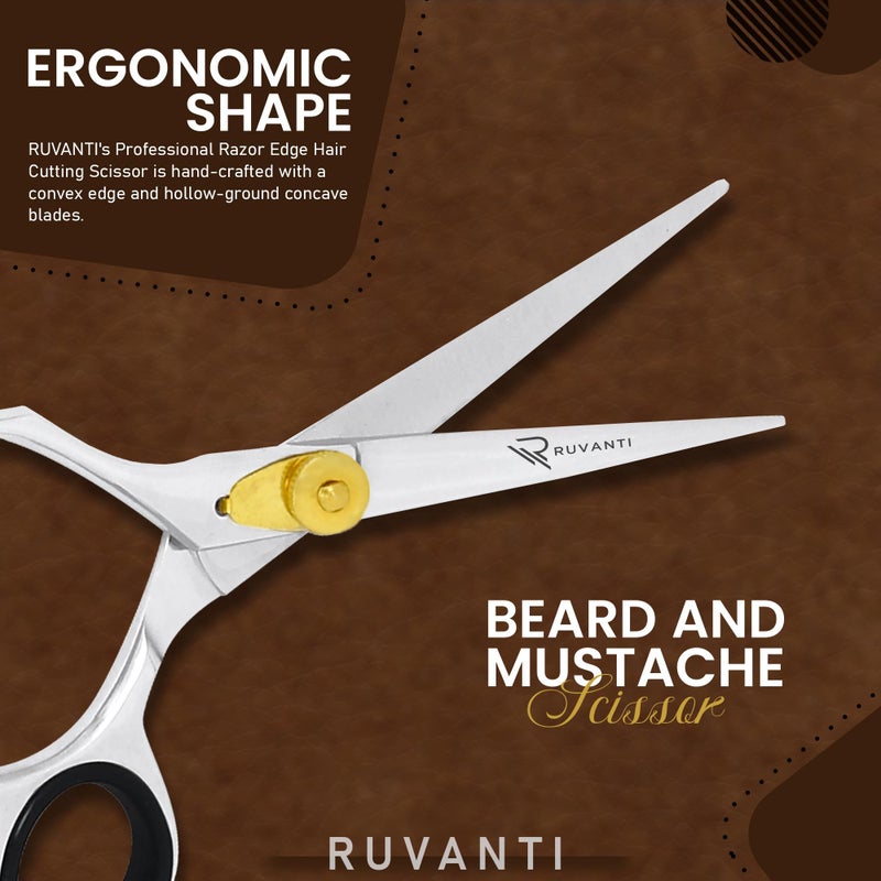 Ruvanti Hair Cutting Scissors - Professional Barber Premium Shears For Salon And Home Use, Sharp & Durbale Stainless Steel Blades for essential hair care & grooming, Comfortable Grip Handles - Image 5
